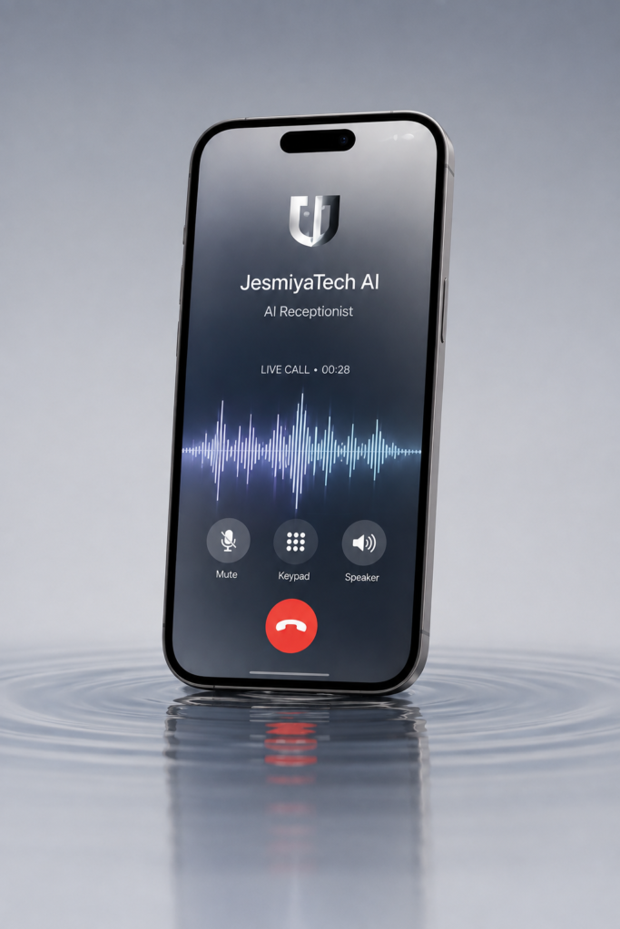 The JesmiyaTech AI receptionist answering a call